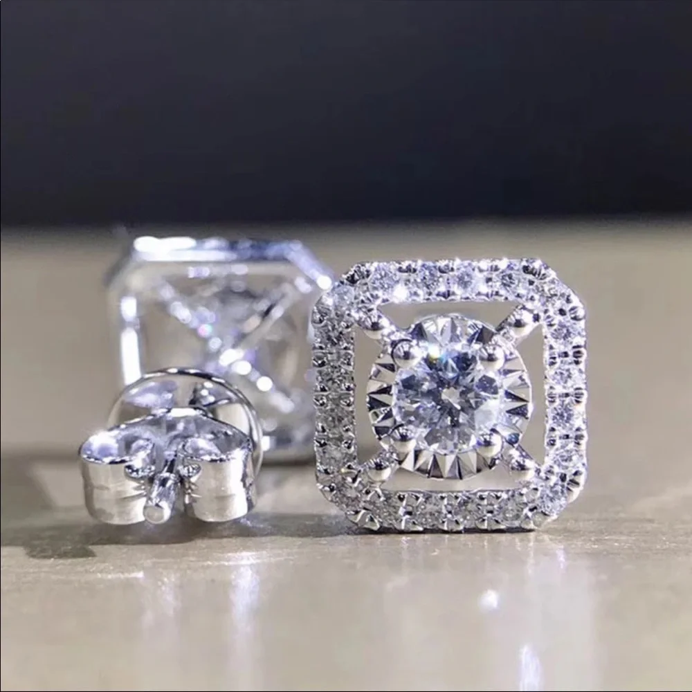 New Women’s Round Gems Diamond Earrings - Picture 5 of 10